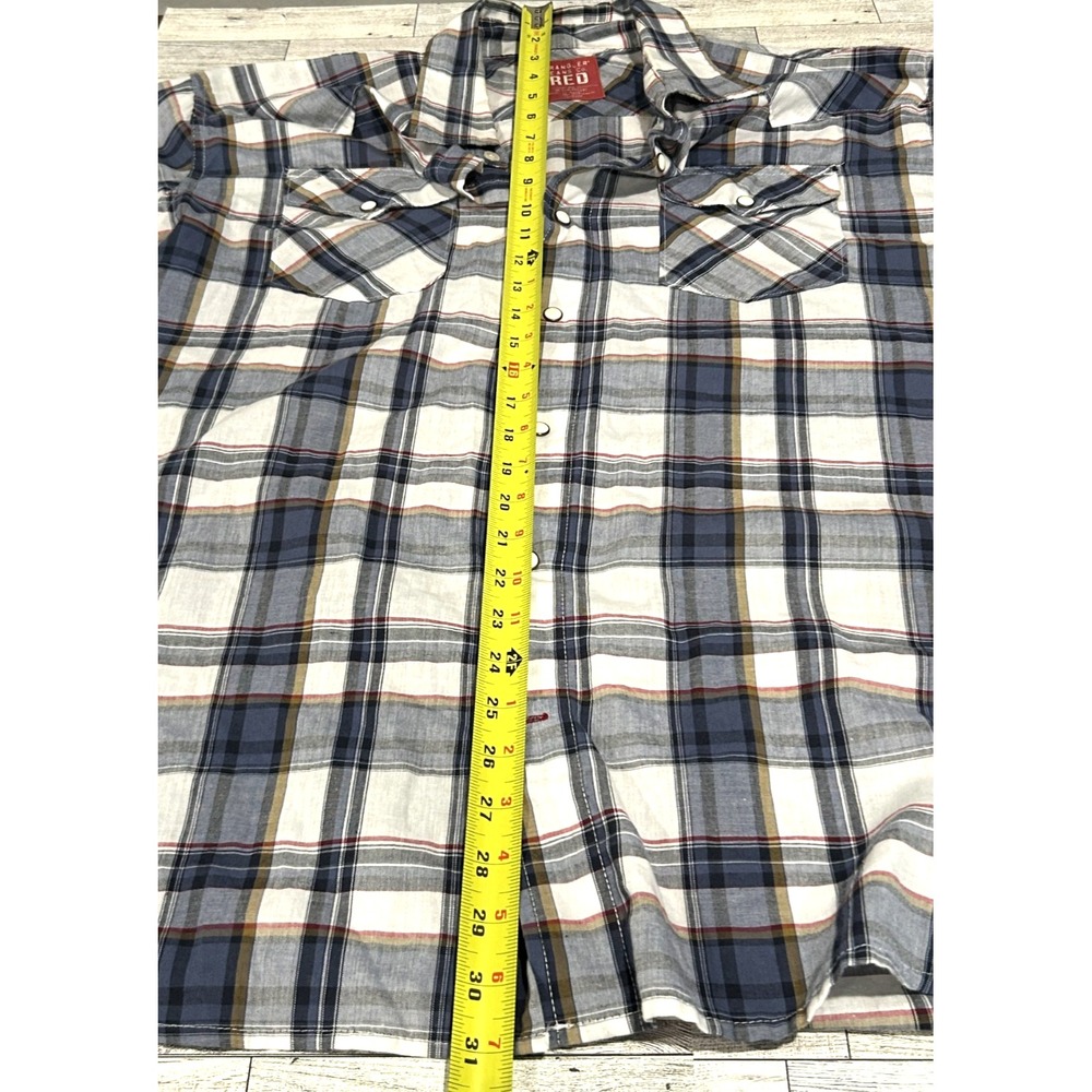 Wrangler Jeans Co. Red Western Plaid Shirt Long Sleeve PearlSnap Button Up XL - Picture 8 of 9